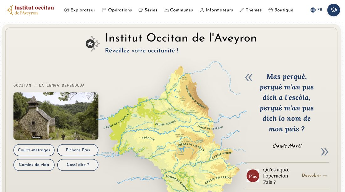 Aperçu du projet Site de l'Institut occitan de l'Aveyron